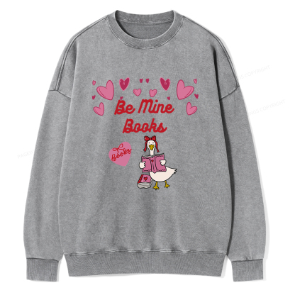 Pagewings Be Mine Books  Unisex Washed Sweatshirt