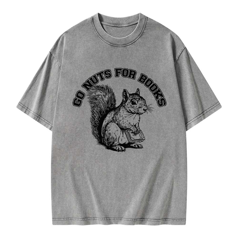 Pagewings Go Nuts For Books Unisex Washed T-shirt