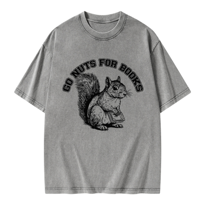 Pagewings Go Nuts For Books Unisex Washed T-shirt