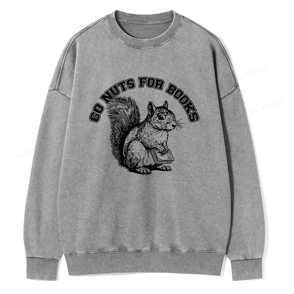 Pagewings Go Nuts For Books Unisex Washed Sweatshirt