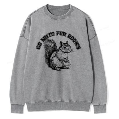 Pagewings Go Nuts For Books Unisex Washed Sweatshirt