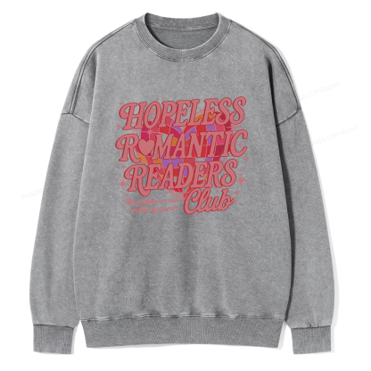 Pagewings Hopeless Romantic Readers Club Unisex Washed Sweatshirt