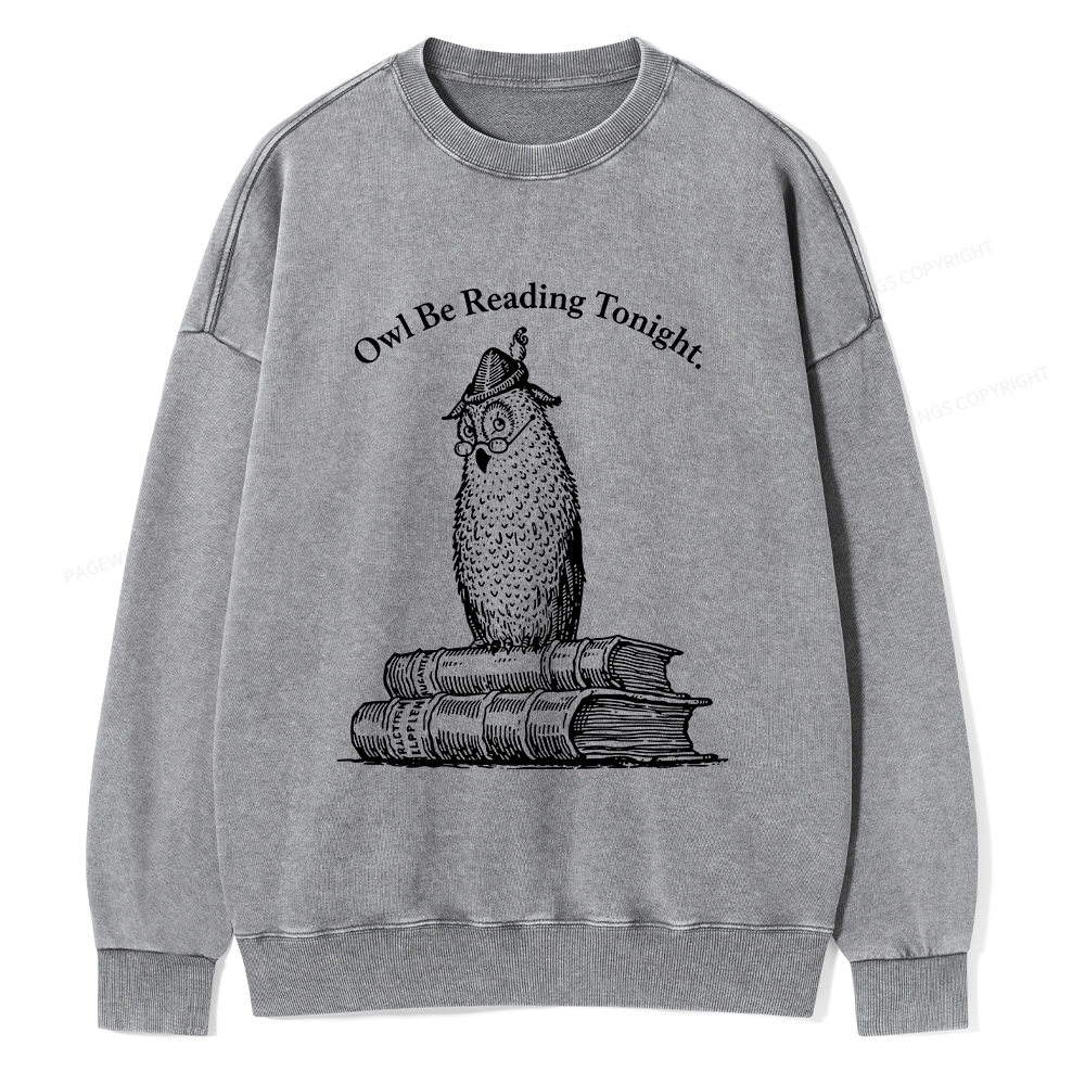 Pagewings Owl Be Reading Tonight Unisex Washed Sweatshirt