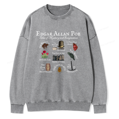 Pagewings Gothic Novel Lover Unisex Washed Sweatshirt