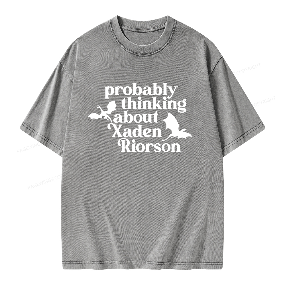 Pagewings Probably Thinking About Xaden Riorson Unisex Washed T-shirt