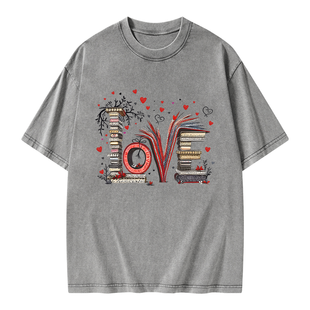 Pagewings Love Books Unisex Washed T-shirt