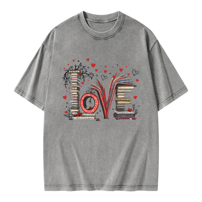 Pagewings Love Books Unisex Washed T-shirt