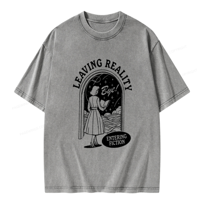 Pagewings Leaving Reality Entering Fiction Shirt Unisex Washed T-shirt