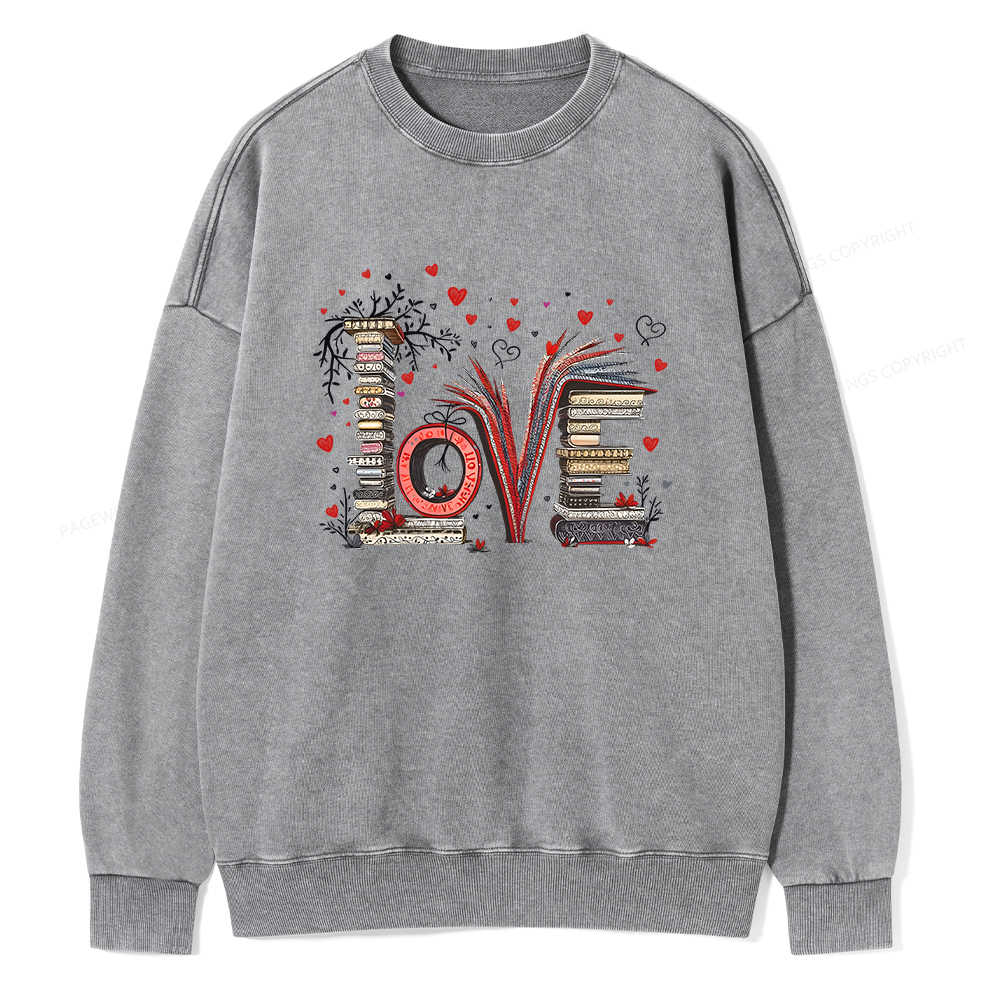 Pagewings Love Books Unisex Washed Sweatshirt
