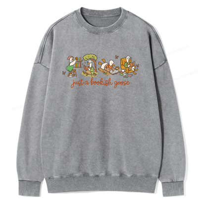Pagewings Just a Bookish Goose Unisex Washed Sweatshirt
