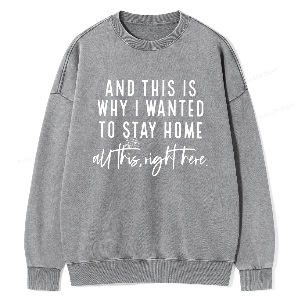 Pagewings And This Is Why I Wanted To Stay Home Unisex Washed Sweatshirt