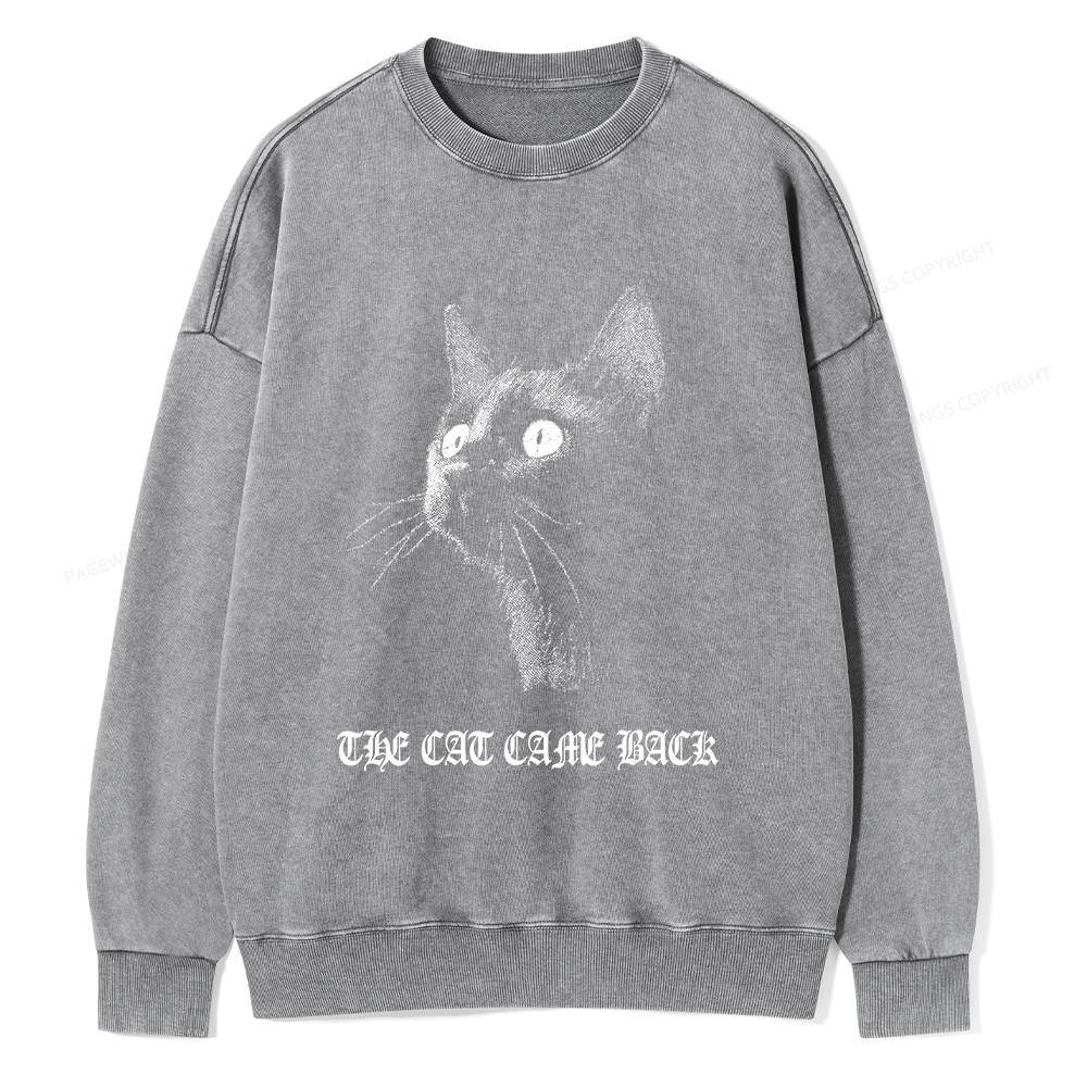 Pagewings The Cat Came Back Unisex Washed Sweatshirt