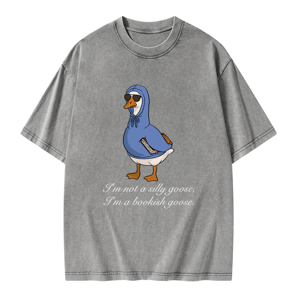 Pagewings I’m Not A Silly Goose I’m A Bookish Goose Unisex Washed T-shirt
