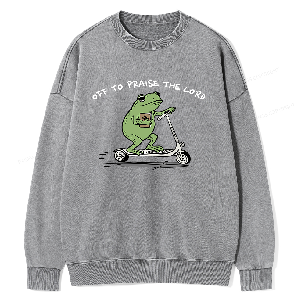 Pagewings Off To Praise The Lord Unisex Washed Sweatshirt