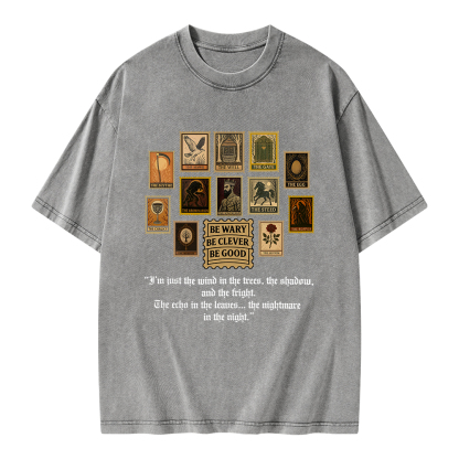 Pagewings Be Wary Be Clever Be Good Unisex Washed T-shirt