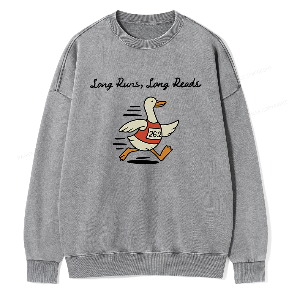 Pagewings Long Runs Long Reads Unisex Washed Sweatshirt