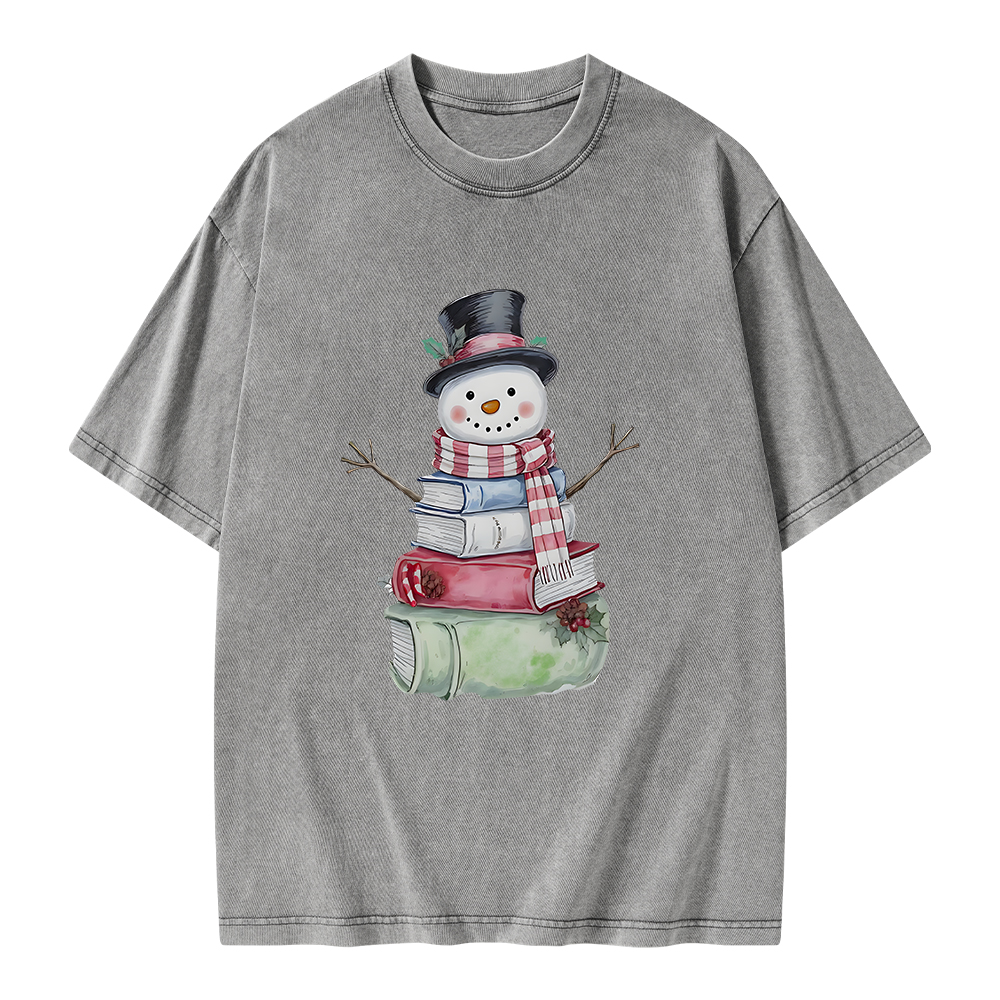 Pagewings Snowman Book Unisex Washed T-shirt