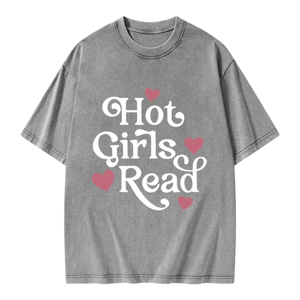 Pagewings Hot Girls Read Unisex Washed T-shirt
