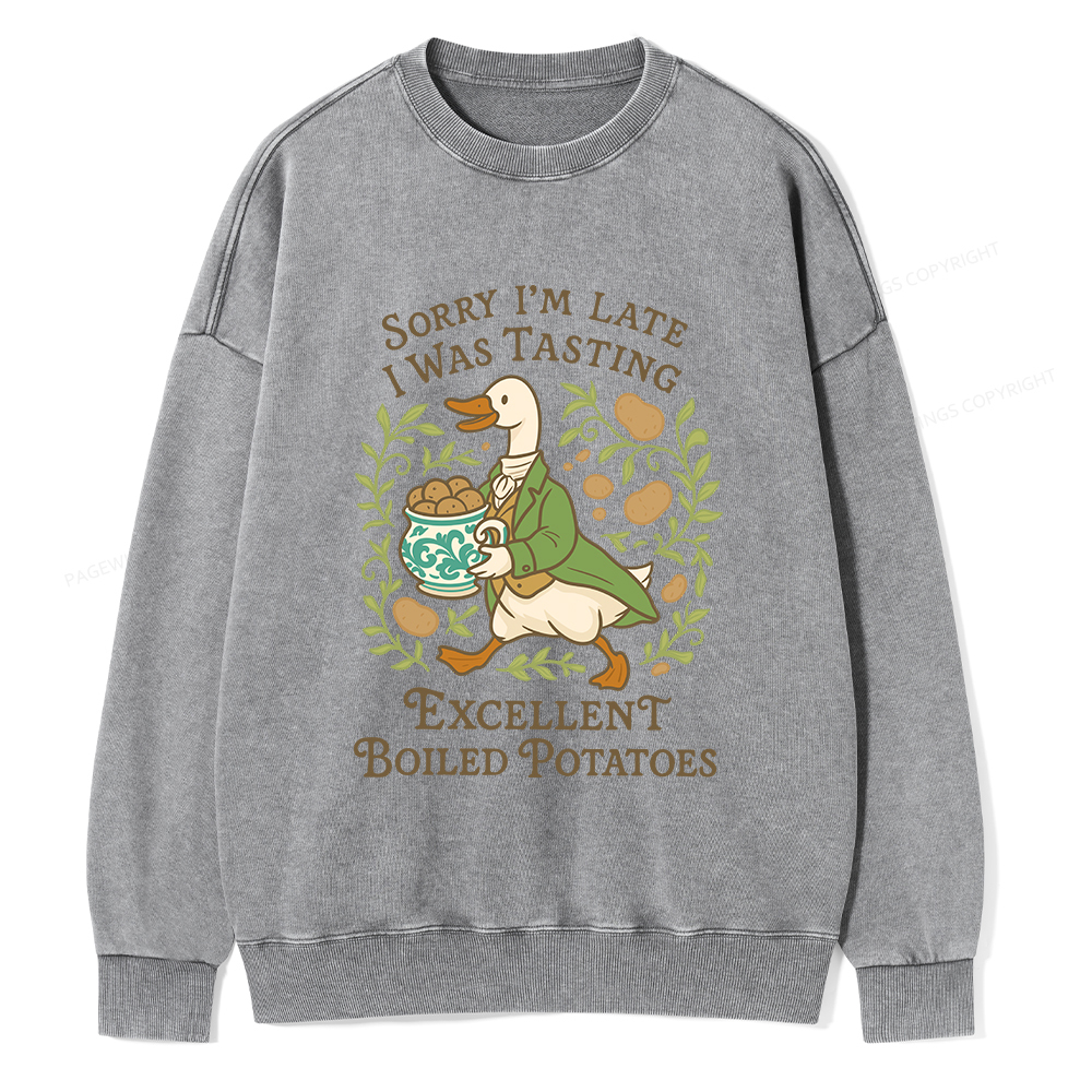 Pagewings Boiled Potatoes Unisex Washed Sweatshirt