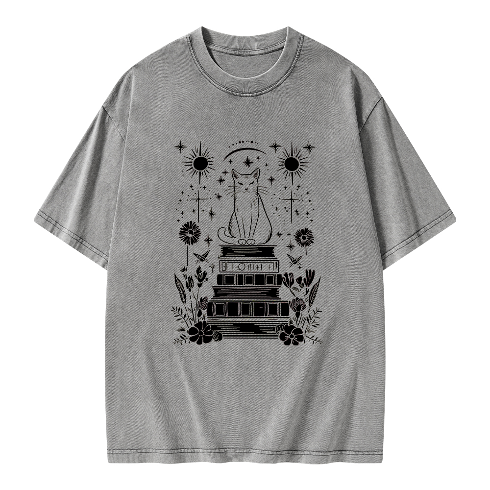 Pagewings Mystical Cat Unisex Washed T-shirt