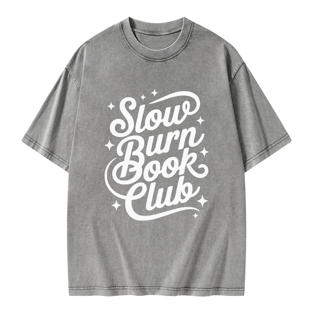 Pagewings Slow Burn Book Club Unisex Washed T-shirt
