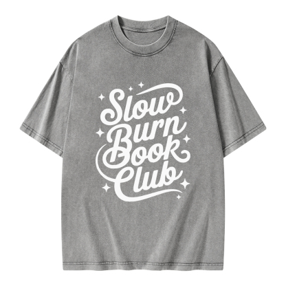 Pagewings Slow Burn Book Club Unisex Washed T-shirt
