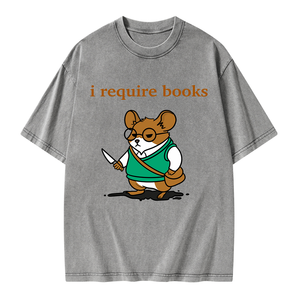 Pagewings I Require Books Unisex Washed T-shirt
