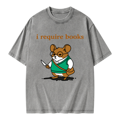 Pagewings I Require Books Unisex Washed T-shirt