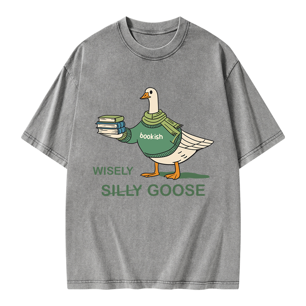 Pagewings Wisely Silly Goose  Unisex Washed T-shirt