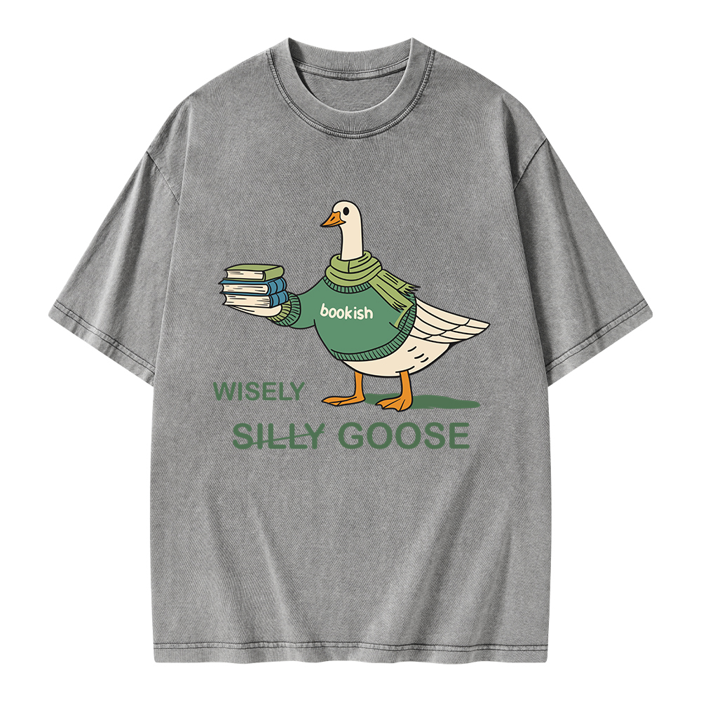 Pagewings Wisely Silly Goose  Unisex Washed T-shirt