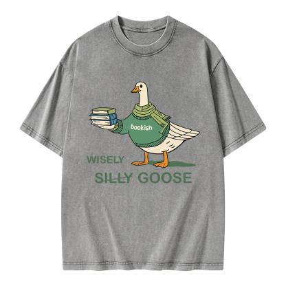 Pagewings Wisely Silly Goose  Unisex Washed T-shirt