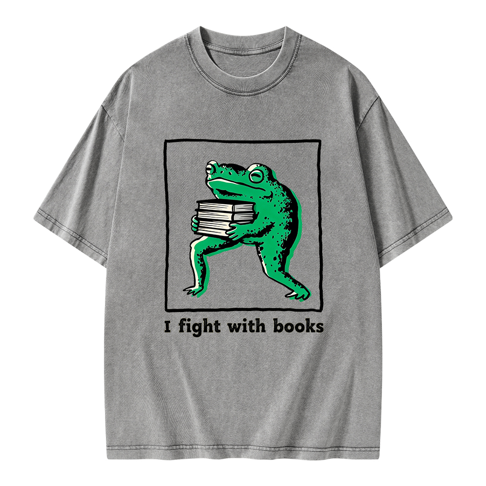 Pagewings I Fight With Books Unisex Washed T-shirt