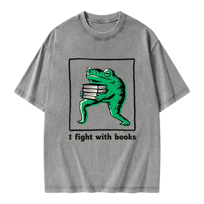 Pagewings I Fight With Books Unisex Washed T-shirt