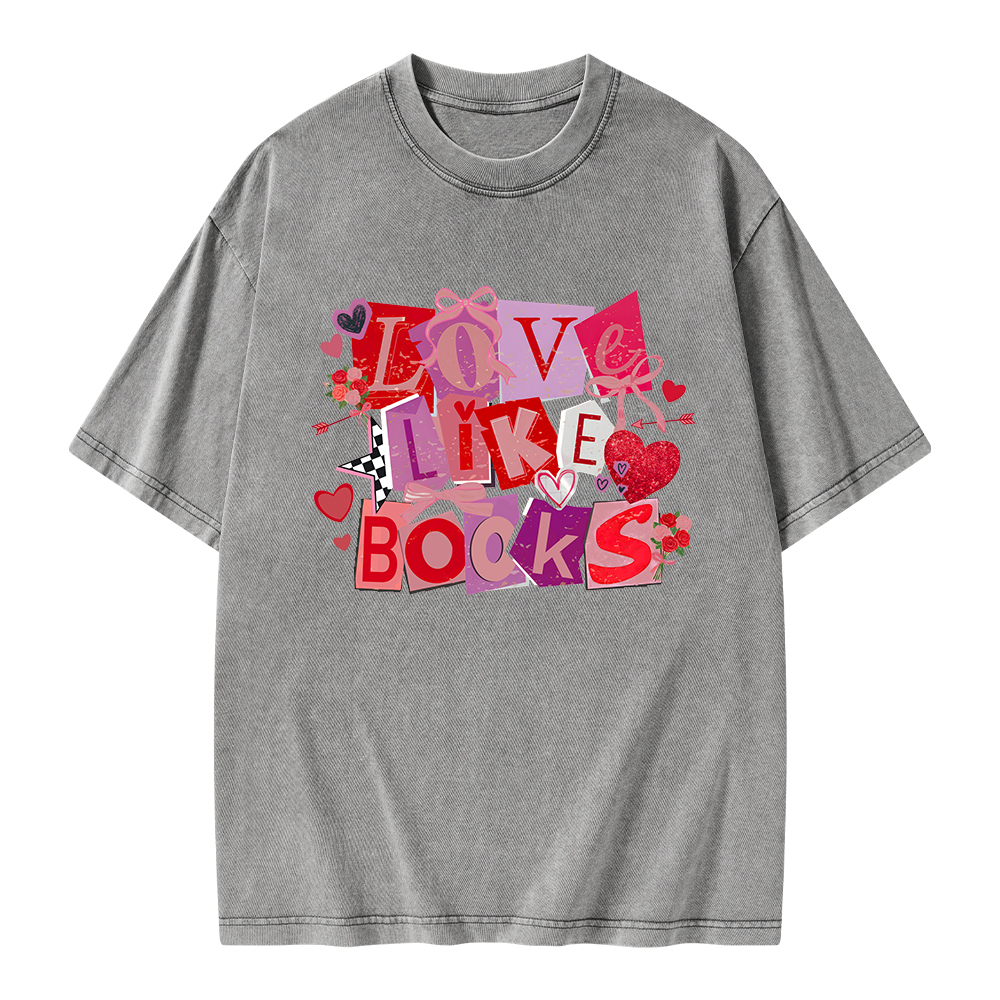 Pagewings Love Like Books Unisex Washed T-shirt