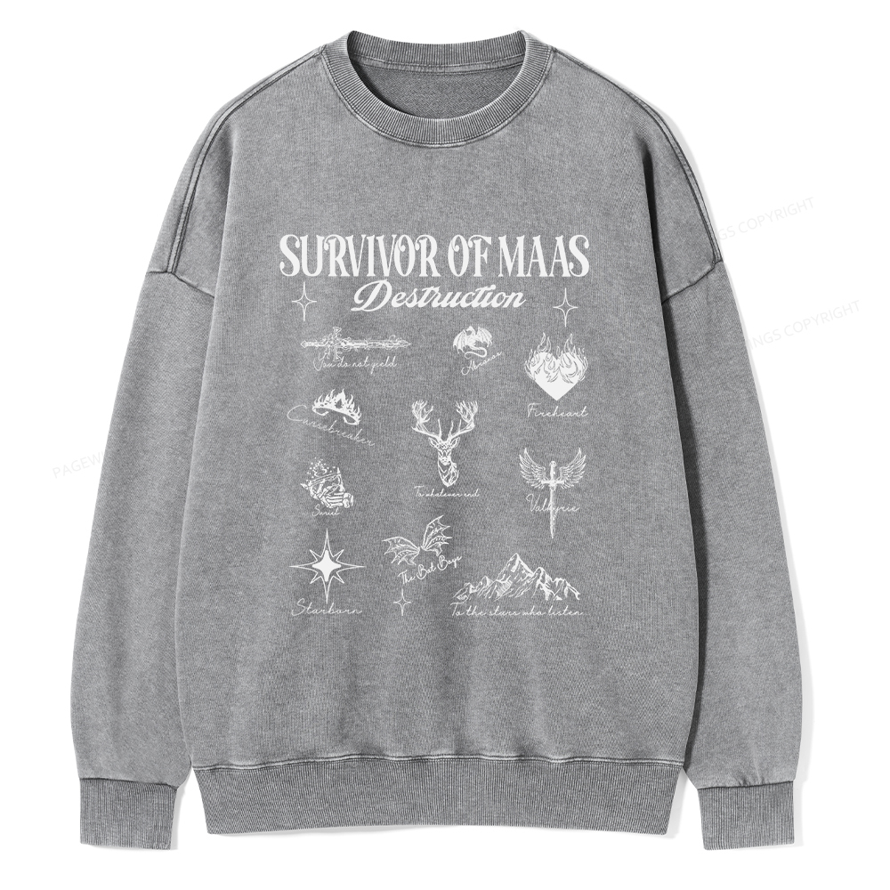 Pagewings Survivor of Maas Unisex Washed Sweatshirt