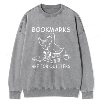 Pagewings Bookmarks Are For Quitters Unisex Washed Sweatshirt