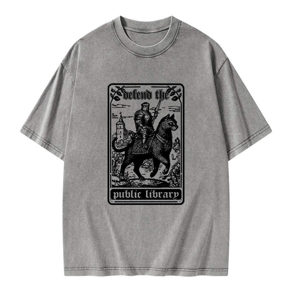 Pagewings Defend Your Local Public Library Unisex Washed T-shirt