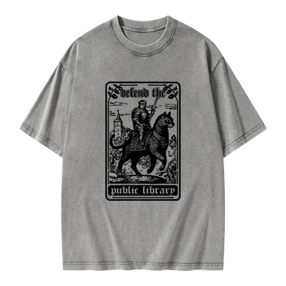 Pagewings Defend Your Local Public Library Unisex Washed T-shirt