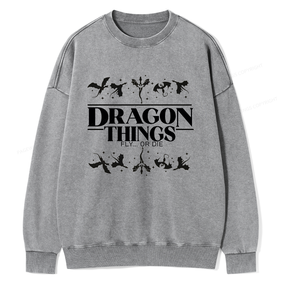 Pagewings Dragon Things Fly Unisex Washed Sweatshirt