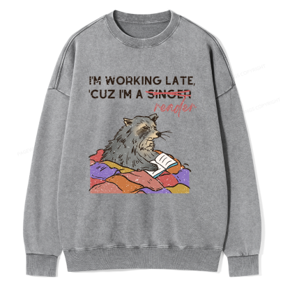 Pagewings I'm Working Late Unisex Washed Sweatshirt