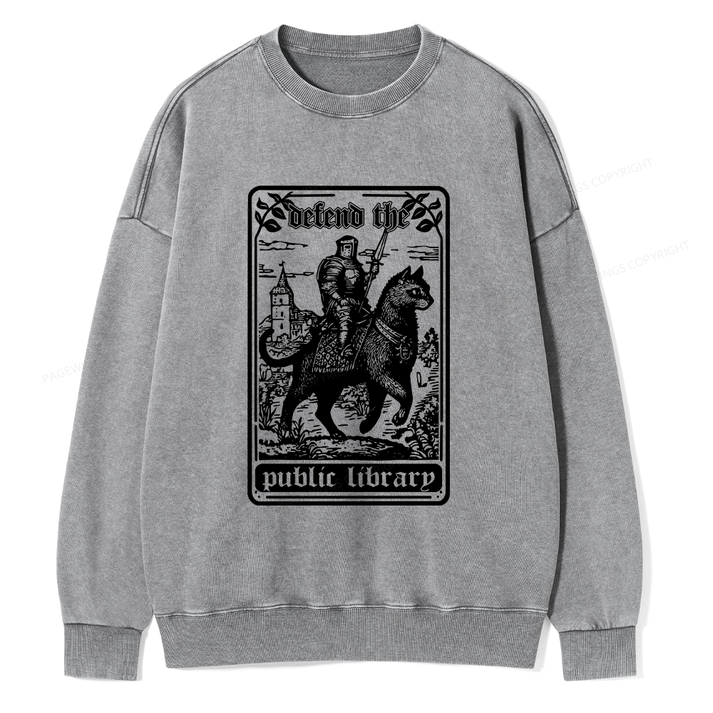 Pagewings Defend The Public Libraries Unisex Washed Sweatshirt