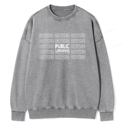 Pagewings Defend The Public Libraries Unisex Washed Sweatshirt