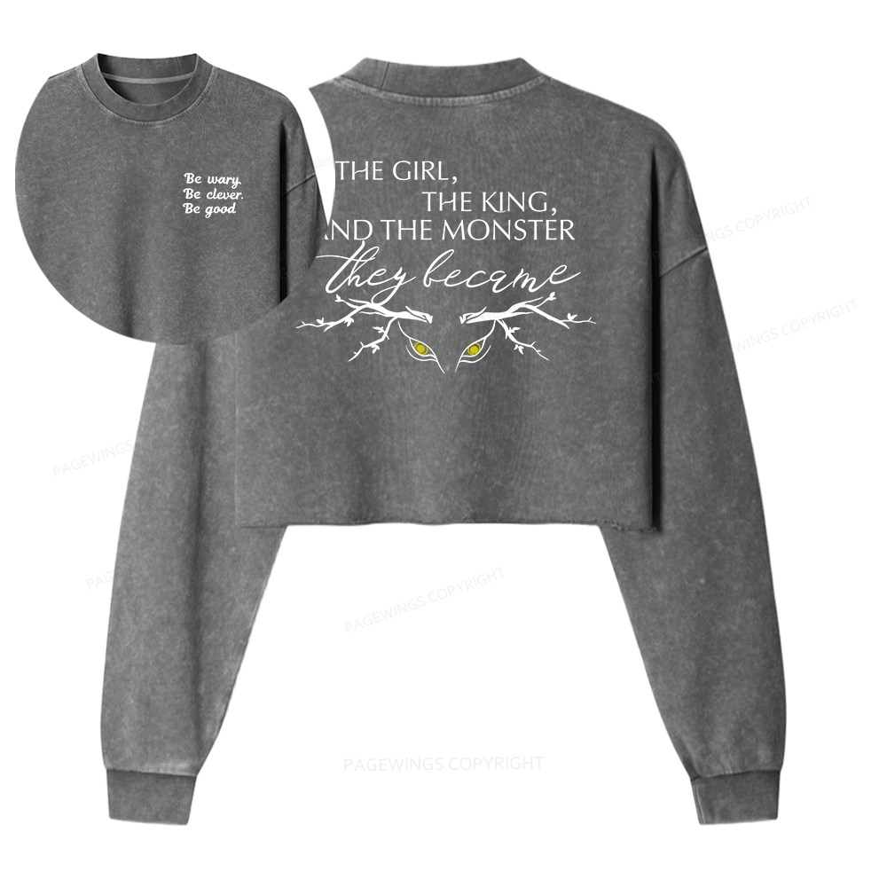 Pagewings Be Wary Be Clever Be Good Washed Crop Sweatshirt