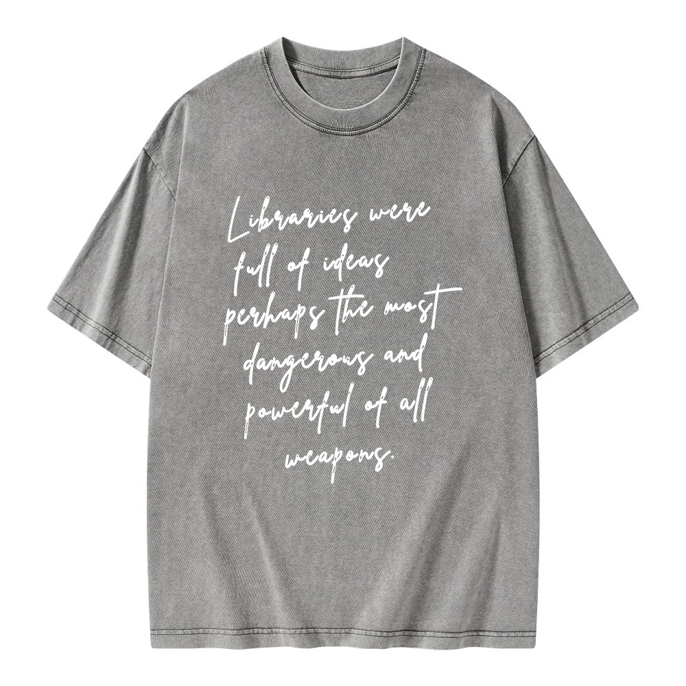 Pagewings Libraries Were Full Of Ideas Unisex Washed T-shirt