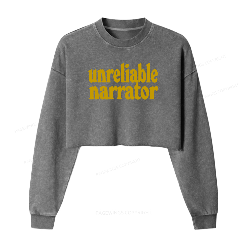 Pagewings Unreliable Narrator Washed Crop Sweatshirt