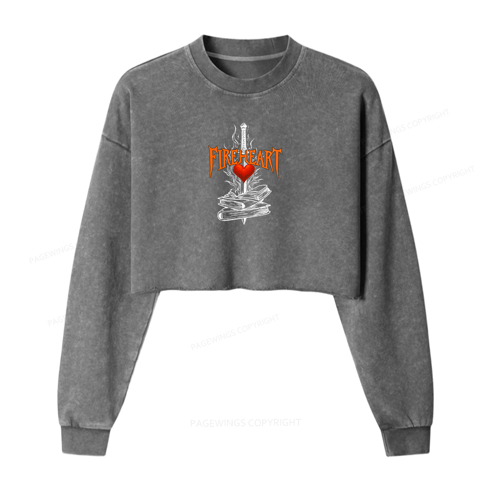 Pagewings Fireheart Unisex Washed Crop Sweatshirt