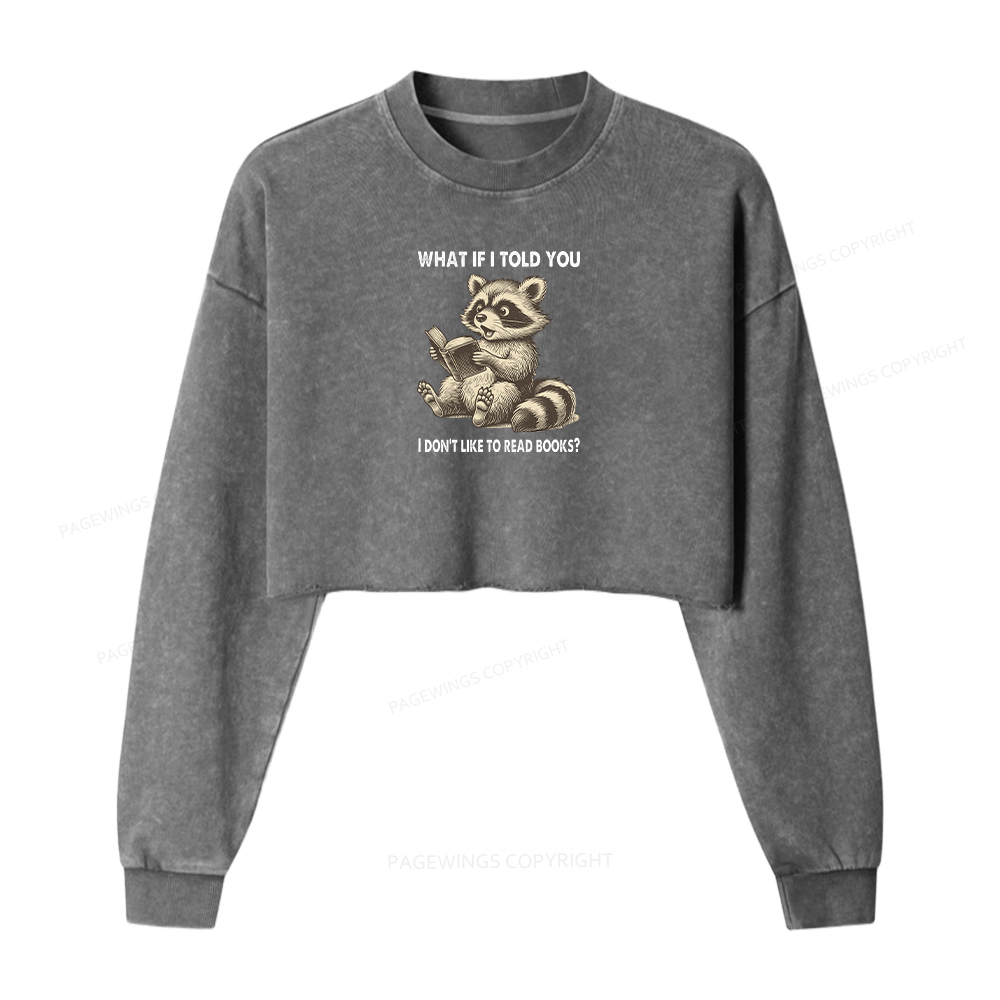 Pagewings What If I Told You I Don't Like To Read Books Washed Crop Sweatshirt