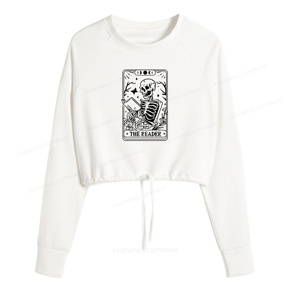 Pagewings Halloween The Reader Tarot Card Women Cropped Sweatshirt 