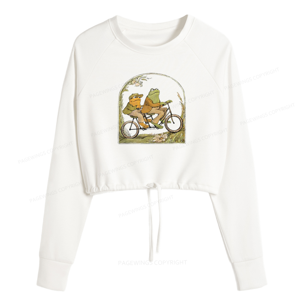 Pagewings The Growing Frog Book Vintage Women Cropped Sweatshirt 