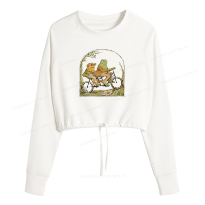 Pagewings The Growing Frog Book Vintage Women Cropped Sweatshirt 